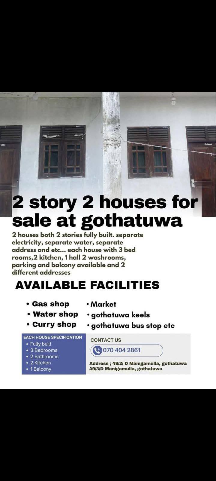 Houses for sale in Kotikawatta Mulleriyawa, Colombo — 2 Story 2 House for Sale in Gothatuwa